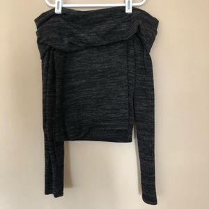 Off the shoulder charcoal grey shirt